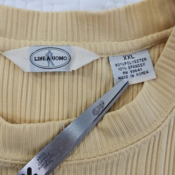 Line A Uomo Crewneck T-Shirt Men's XXL Butter Yellow Stretch Textured EUC - Picture 5 of 11